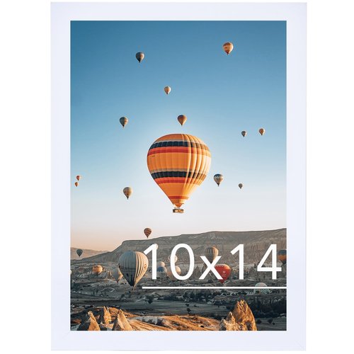 JCJMY 10x14 inch Picture Frame, Horizontal and Vertical Formats for Wall Hanging, 10 x 14 Wall Gallery Poster Photo Frame with Shatter Resistant Plexiglass, White