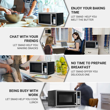 Smad 0.7 Cu.Ft Compact Microwave - 700W Mini Microwave with Removable Turntable & Child Lock | Stainless Steel