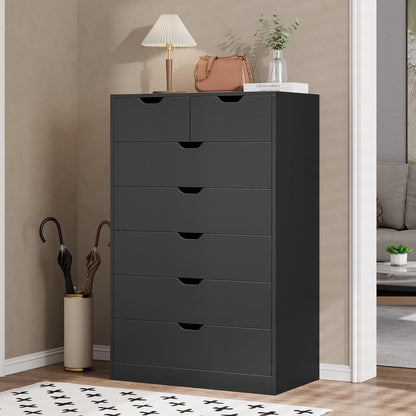 Tall 7 Drawer Dresser, Black Modern Chest of Drawers for Bedroom,Closet Dressers with Drawers for Living Room, Entryway, Hallway