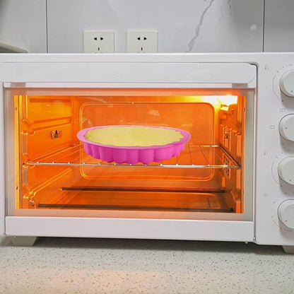 DEAYOU Silicone Cake Molds - 4 Pack Flower Shape Non-Stick Baking Trays for Brownies & Tarts
