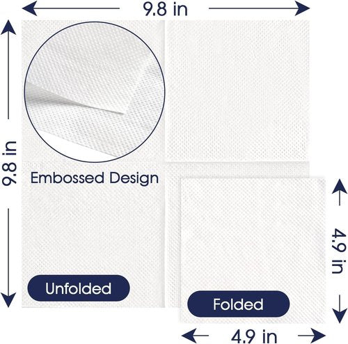 JollyPack 1000 Count White Beverage Napkins - 1-Ply Cocktail & Lunch Paper Napkins | 4.9 x 4.9 Folded, 9.8 x 9.8 Unfolded