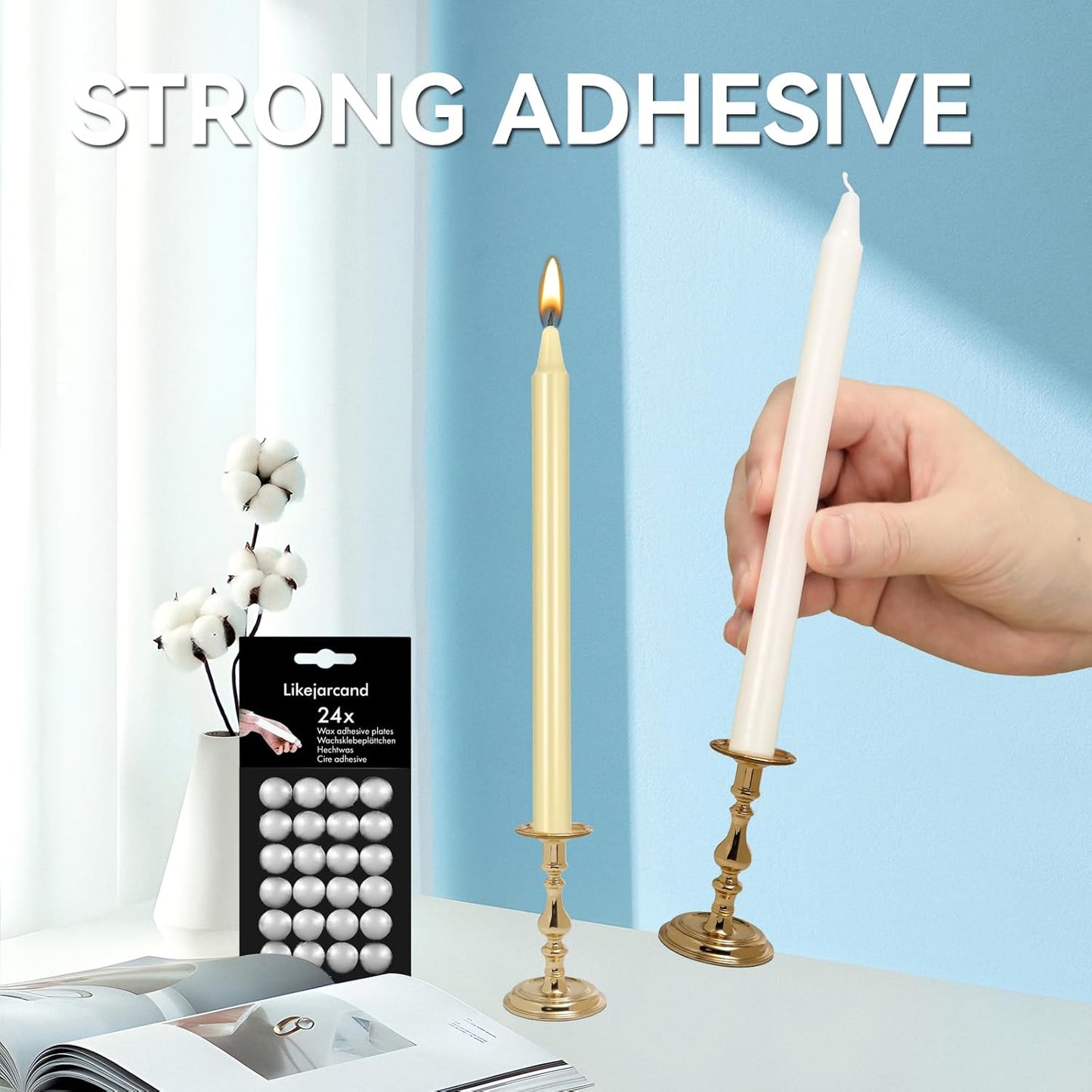 Skiennix White Adhesive Small Candles - 24 Wax Sticky Dots for Easy Candle Accessories