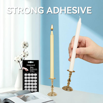 Skiennix White Adhesive Small Candles - 24 Wax Sticky Dots for Easy Candle Accessories