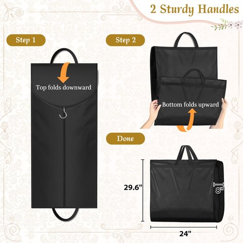 KEETDY 72" Wedding Dress Garment Bag for Travel with 4" Gusseted Long Hanging Dress Bags for Gowns for Women Garment Cover Clothes Storage for Closet, Black