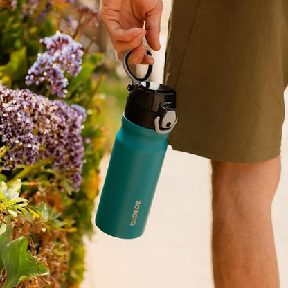BJPKPK Insulated Water Bottle - 14oz Stainless Steel Flask with Straw & Leak-Proof Lid | Mint Color
