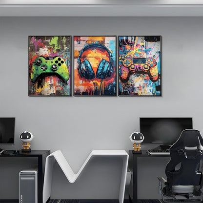 **Skiennix Gaming Graffiti Canvas Wall Art - Cool Video Game Prints for Gamer Room | Unframed 16x24x3 Inch**