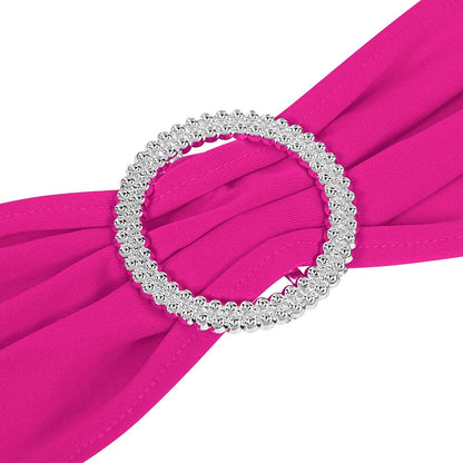 Peomeise Fuchsia Spandex Chair Sashes - 25pcs with Buckle Slider for Weddings & Parties