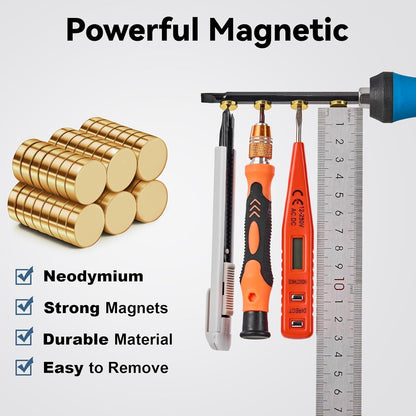 SMARTAKE Neodymium Refrigerator Magnets - 45 Pcs Small Round 10x2.6mm | Premium Multi-Use for Home, Office & School (Gold)