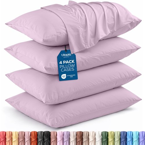 Utopia Bedding King Pillow Cases - 4 Pack - Envelope Closure - Soft Brushed Microfiber Fabric - Shrinkage and Fade Resistant Pillow Covers King Size 20 X 40 Inches (King, Lavender)