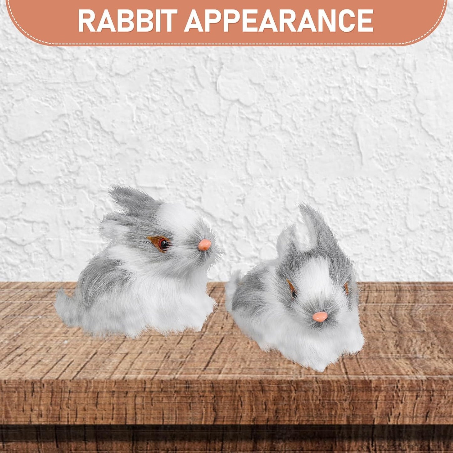VICASKY Easter Rabbit Figurines - Realistic Mini Furry Bunnies for Basket Decor | 4-Piece Set