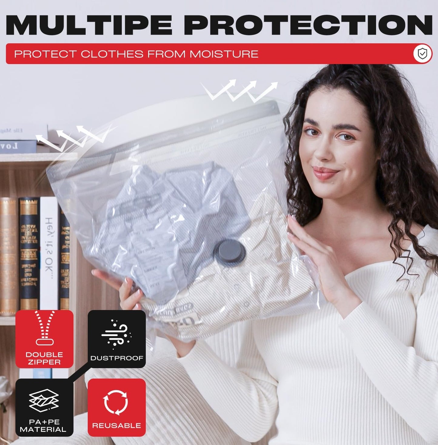 Travel Vacuum Storage Bags - 18 Pack Compression Bags with Rechargeable USB Pump | Ideal for Luggage & Suitcase