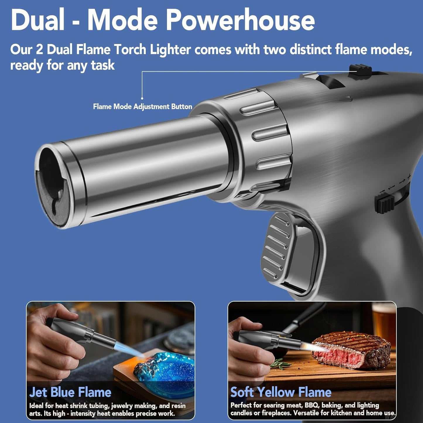 Sondiko Kitchen Torch - Butane Refillable Blow Torch for BBQ & Crème Brûlée | Sleek Black Design
