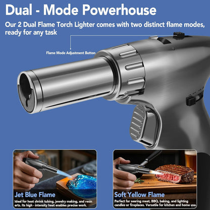 Sondiko Kitchen Torch - Butane Refillable Blow Torch for BBQ & Crème Brûlée | Sleek Black Design