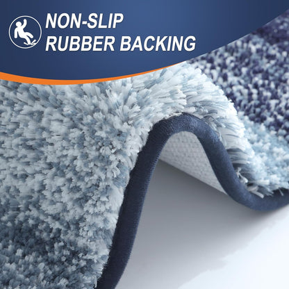 OLANLY Bathroom Runner Rug - Extra Soft Microfiber Mat with Rubber Backing | Quick Dry, Washable, 59x24, Airy Blue