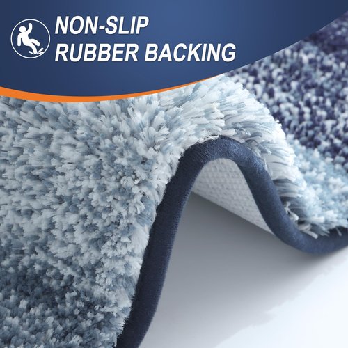 OLANLY Bathroom Rugs Mat 36x24, Extra Soft Absorbent Microfiber Bath Rugs, Rubber Backing, Quick Dry, Machine Washable Bath Mats for Bathroom Floor, Tub and Shower, Home Decor Accessories, Airy Blue