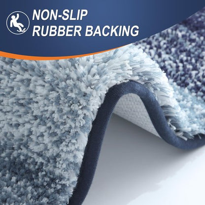 OLANLY Bathroom Rugs Mat 36x24, Extra Soft Absorbent Microfiber Bath Rugs, Rubber Backing, Quick Dry, Machine Washable Bath Mats for Bathroom Floor, Tub and Shower, Home Decor Accessories, Airy Blue