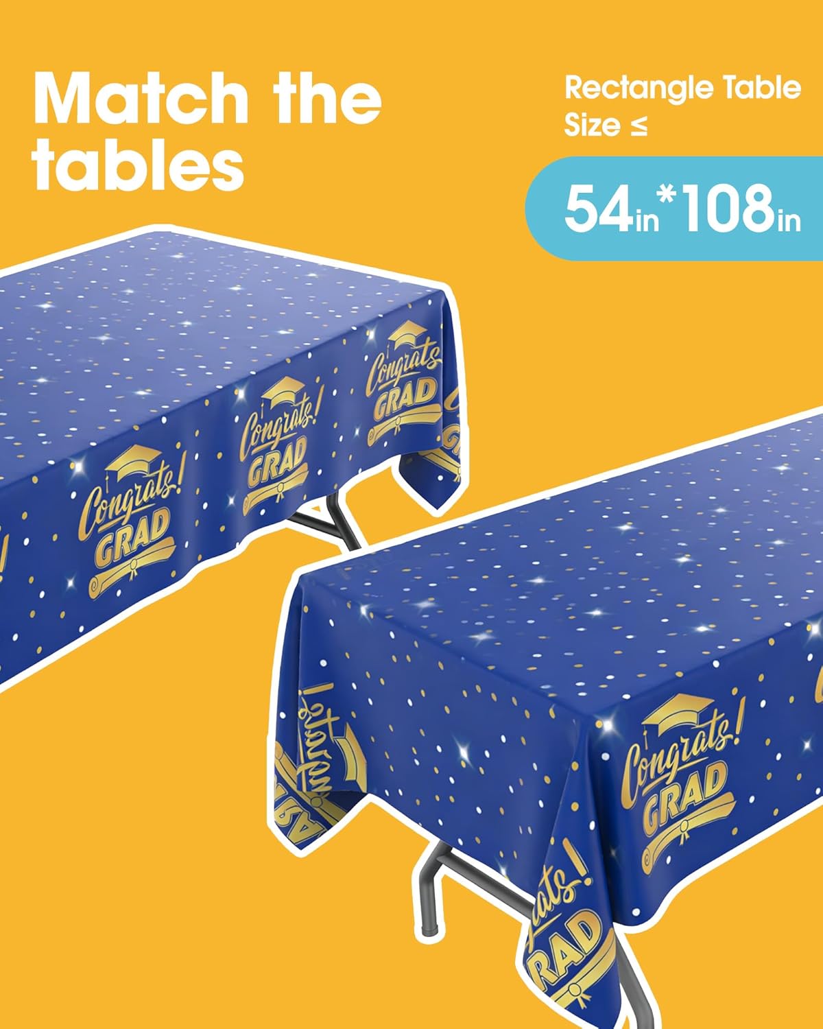 Niuara Blue Plastic Tablecloth - 4 Pack 54" x 108" Disposable Covers for 6FT Tables | Perfect for Parties & Gatherings