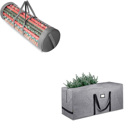 BALEINE Christmas Tree Storage Bag - 7.5FT with Christmas Wrapping Paper Organizer