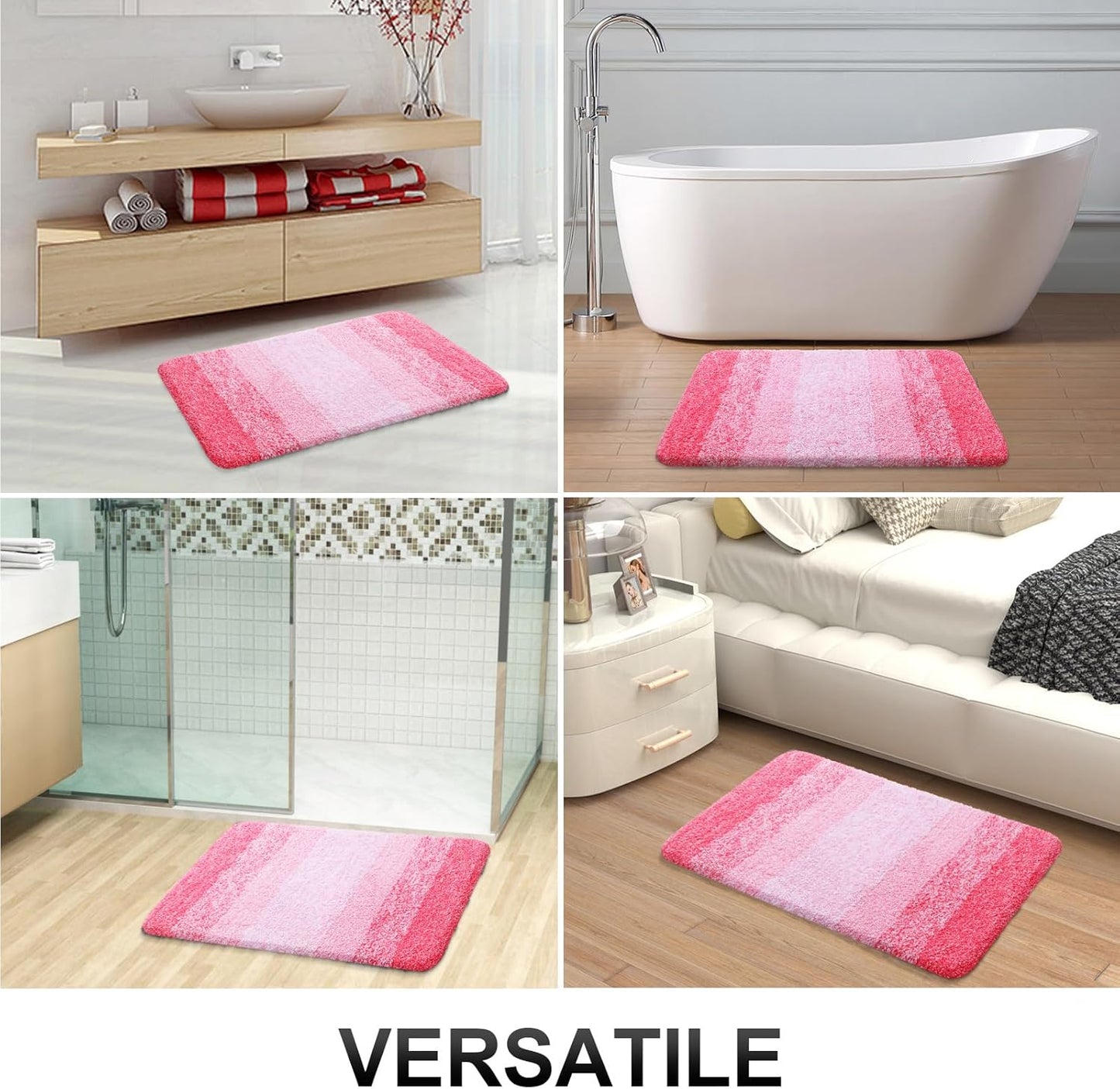 OLANLY Bathroom Runner Rug - Extra Soft Microfiber Mat | Quick Dry & Washable 47x24, Pink