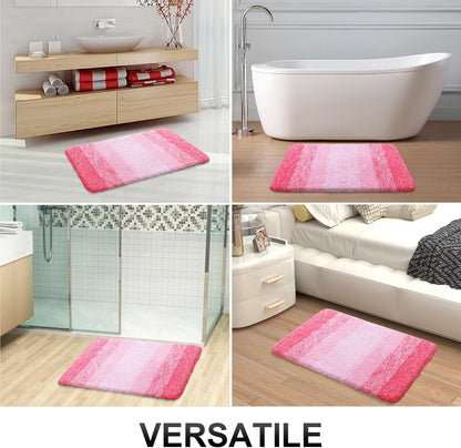OLANLY Bathroom Runner Rug - Extra Soft Microfiber Mat | Quick Dry & Washable 47x24, Pink