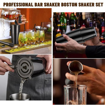 Boston Shaker Cocktail Set Bartender Kit, 12 Pcs Drink Shaker with Strainer Bartending Martini Shaker Tin with 18oz & 28oz Mixed Alcohol Shaker Professional Stainless Steel Bar Tool for Beginner