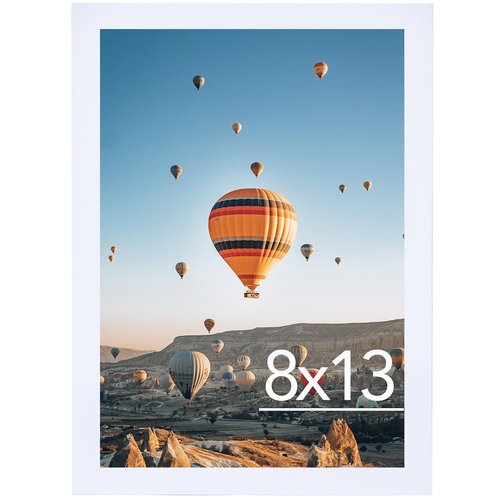 JCJMY 8x13 Picture Frame White for Wall Hanging or Tabletop, Wall Mounting Horizontally or Vertically, 8 x 13 Wall Gallery Poster Photo Frame with Shatter Resistant Plexiglass, White