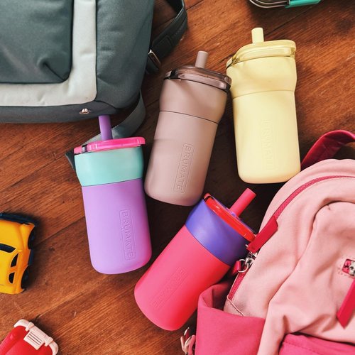 BrüMate Leap 12oz Kids Tumbler - 100% Leakproof with Handle & Silicone Straw | Insulated Stainless Steel | Dinos Design