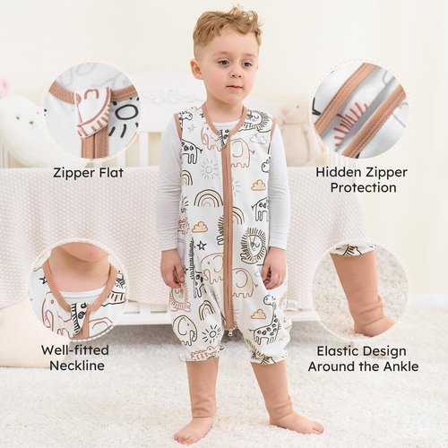 Yoofoss Toddler Sleep Sack With Feet 24-36 Months 100% Organic Cotton Baby Sleep Sack with Legs Toddler Wearable Blanket with 2-Way Zipper