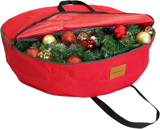 Skiennix Wreath Storage Container - Heavy Duty 600D Oxford Cloth for 30x7 Inch Holiday Wreaths