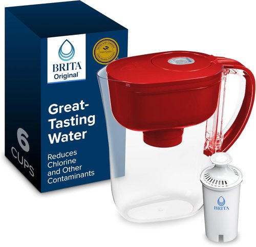 Brita Metro Water Filter Pitcher - SmartLight Indicator, BPA-Free, 6-Cup Capacity, Fiery Red | Replaces 1,800 Plastic Bottles Annually