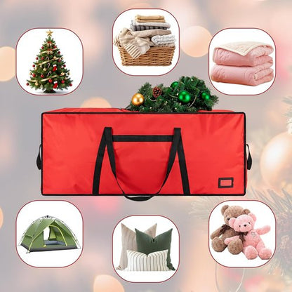 Heavy Duty Christmas Tree Storage Bag by [Brand Name] - Large Capacity with Reinforced Handles & Dual Zippers - Fits 3FT/4FT/4.5FT Artificial Trees, Red