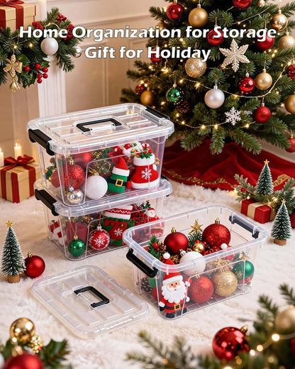 NUMIFUN Storage Bins - 7 Quart Stackable Plastic Organizer with Lids & Handles | 6 Pack for Home & Office