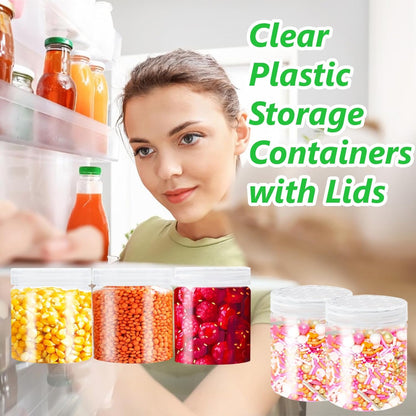 Skiennix 20-Pack Clear Plastic Slime Containers - 4oz Round Jars with Lids for Travel & Storage
