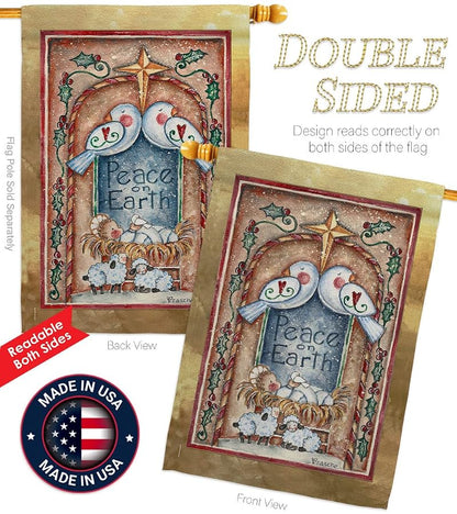 Nativity Doves Flag Wall Banner - 28x40 In House Flag for Indoor/Outdoor Decor