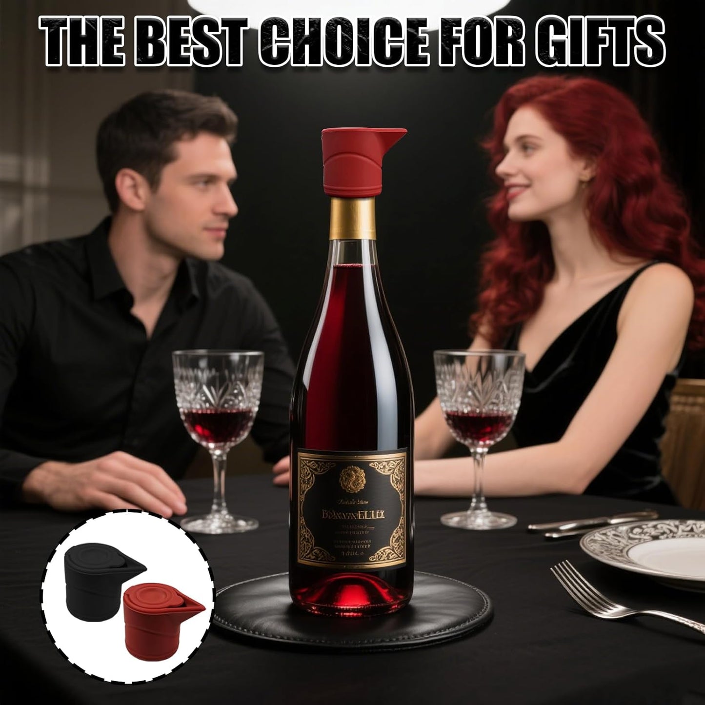 Silicone Wine Bottle Stopper, Wine Bottle Stoppers for Glass Bottles, Beverage Bottle Sealer, Reusable Beer Champagne Bottle Cover Wine Saver (Red-4 Pack)