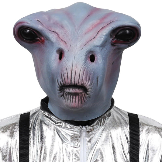 SANZHIGUO 3D Realistic Alien Mask Alien Latex Full Head Masks UFO Prank Costume Mask for Adult Halloween Cosplay Party Props Scary Party Decoration Novelty Mask