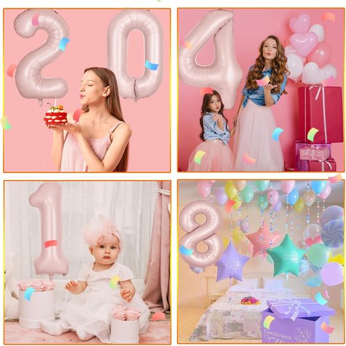 40 inch Pink Number Balloon Light Pink 2 Balloon Matte Pink Number 2 Balloon for 2nd Birthday Party Decorations