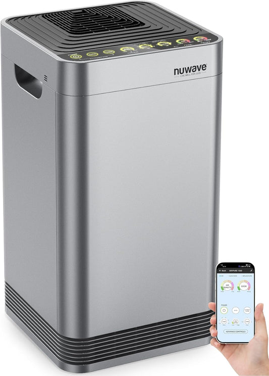 Nuwave Oxypure Smart Air Purifier - 5-Stage Tower Filter with Sleep Mode & Air Quality Sensors | Removes 99.99% of Allergens