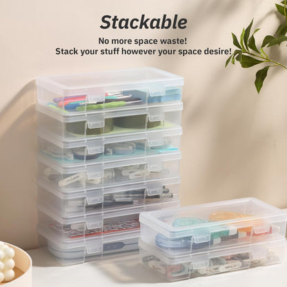 Novelinks Plastic Small Storage Bins - Stackable Clear Containers with Lids for Organizing (9 Pack)
