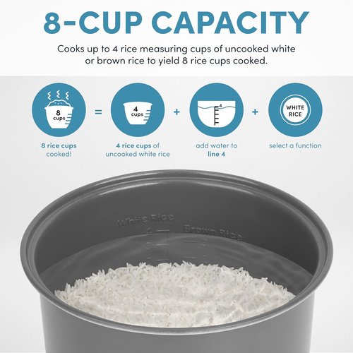 AROMA Digital Rice Cooker - 4-Cup Uncooked / 8-Cup Cooked Capacity | Stainless Steel Multicooker, 2 Qt