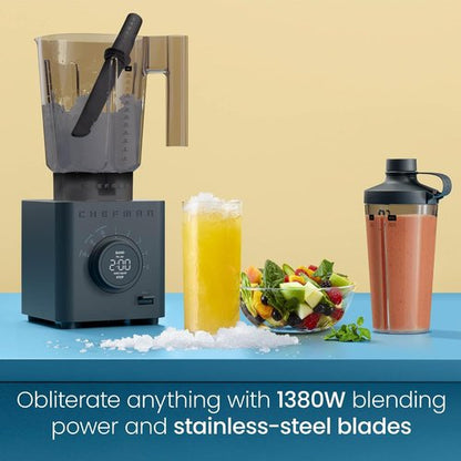 Chefman Obliterator 48 oz Countertop Blender - Powerful 1380W Motor for Smoothies & Ice Crushing | Midnight Finish