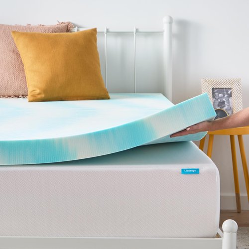 Linenspa 4 Inch Swirl Gel Memory Foam Mattress Topper, Queen Size – Cooling Gel Infused, Ventilation Holes – Pressure Relieving Bed Topper – CertiPUR Certified