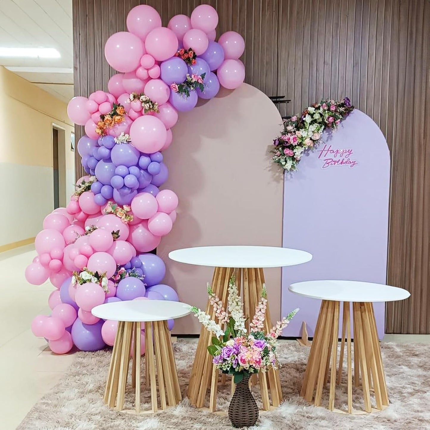 Regine Switzerland 60 PCS Pink & Purple Balloons - 12 Inch Metallic Latex for Princess Birthday & Baby Shower Decorations