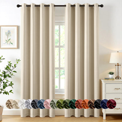 MIULEE Cream Beige Blackout Curtains for Bedroom Living Room 84 Inches Long 2 Panels, Thermal Insulated Room Darkening Drapes Solid Grommet Noise Reduction Light Blocking Window Treatments 50x84 Inch
