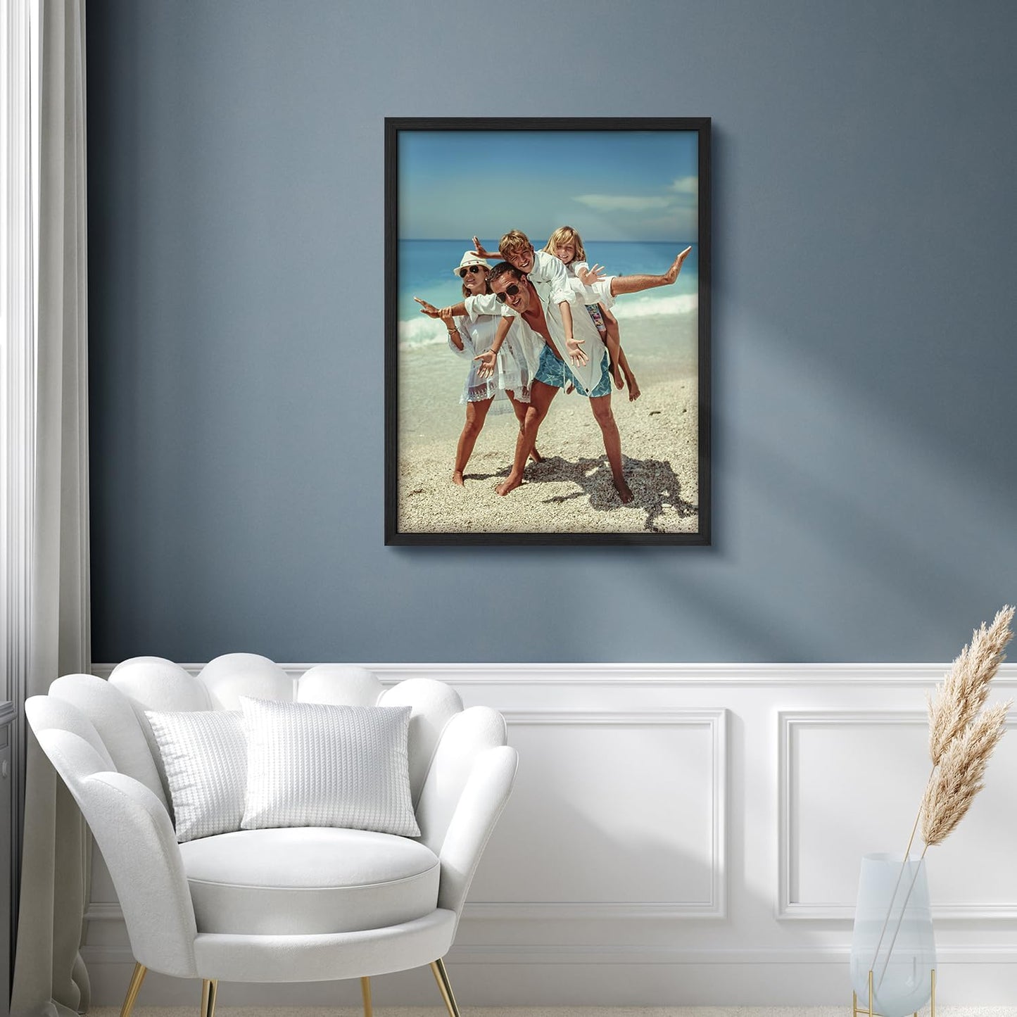 Wall26 Custom Framed Canvas Poster Art - Ready to Hang Home Decor for Living Room & Bedroom - 12"x16" Black