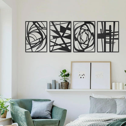 Skiennix Black Abstract Metal Wall Art - Modern 3D Textured Decor for Living Room & Office | 15.7 x 10.6 Inch