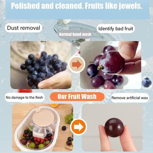 Fruit Cleaner Spinner,Portable Fruit and Vegetable Wash,Fruit Scrubber with Lid Washing Bowl,Large Efficient Multifunctional Fruit Wash Spinner, Manual salad cleaner with Colander and Bowl for Kitchen