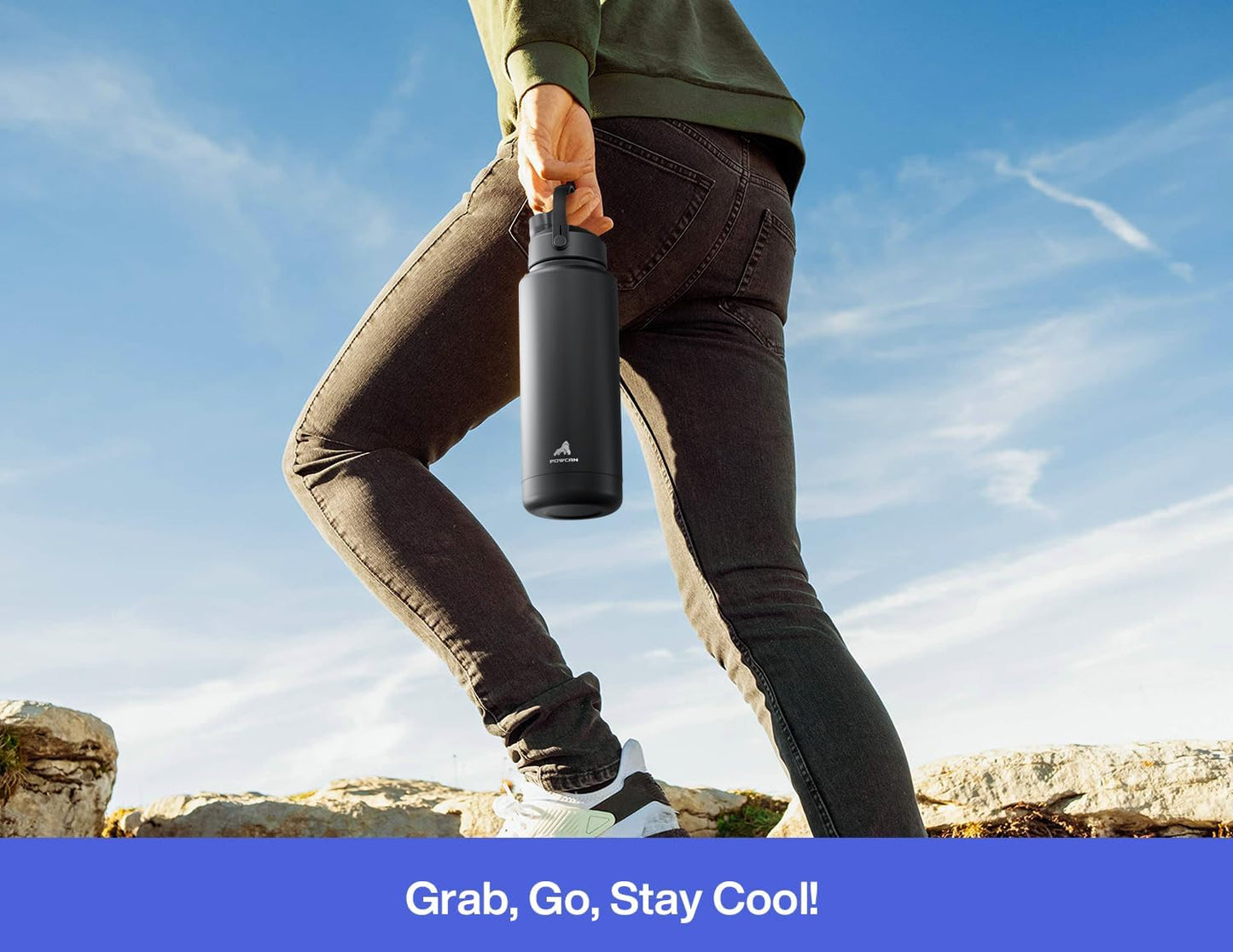 POWCAN 40 Oz Insulated Water Bottle - 2-in-1 Straw & Spout Lid, Leak-Proof, BPA-Free, Ideal for Sports & Travel (Lupine)