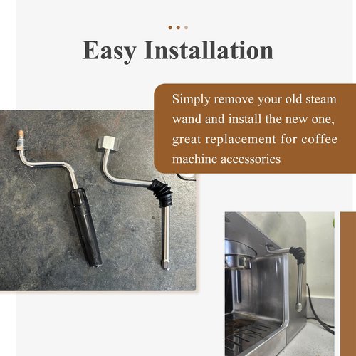 Stainless Steel Steam Wand Upgrade with One Hole Tip Nuzzle, Heat Insulating Rubber Sleeve, Coffee Steam Pipe, Fit for Rancilio Silvia V1/V2, Gaggia Classic, Delonghi Stilosa Espresso Machine