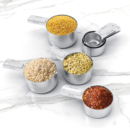 TILUCK Stainless Steel Measuring Cups Set - Essential Kitchen Gadgets for Cooking & Baking | Set of 7